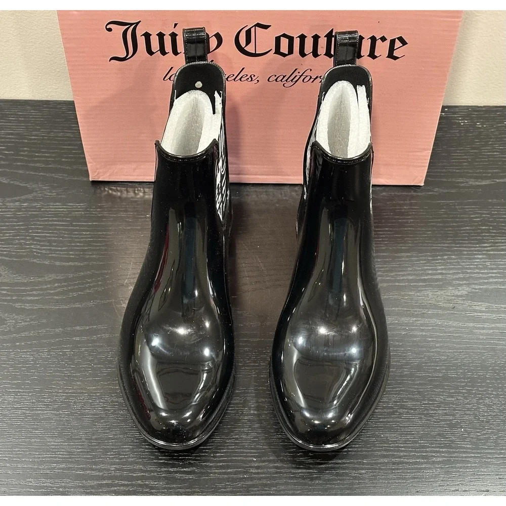 Juicy Couture Women's Romance‎ Black ankle rain boots Size 6 NEW